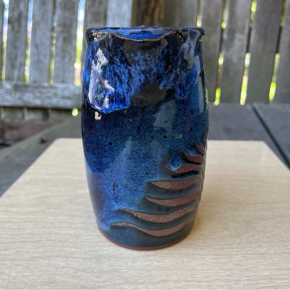 Handmade Ceramic Pitcher In Blue & Brown - Picture 5 of 15